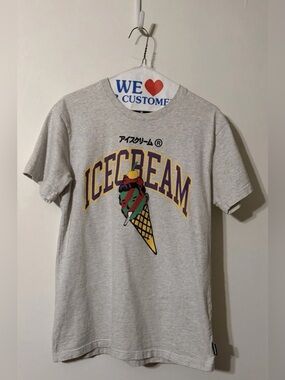 Icecream Light Gray Tee with Multicolor Ice Cream Cone Graphic
